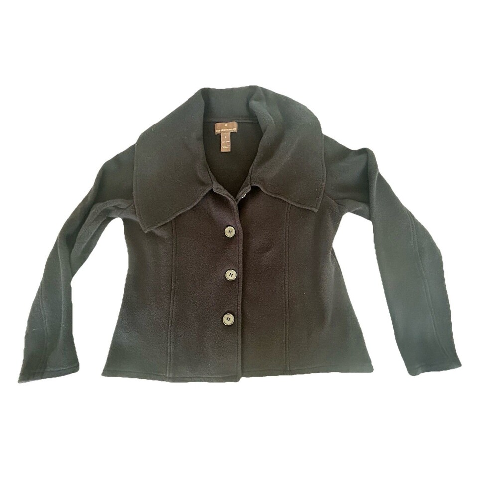 Fenn Wright Manson Black Sweater Coat Cardigan Jacket Large 100% Cotton